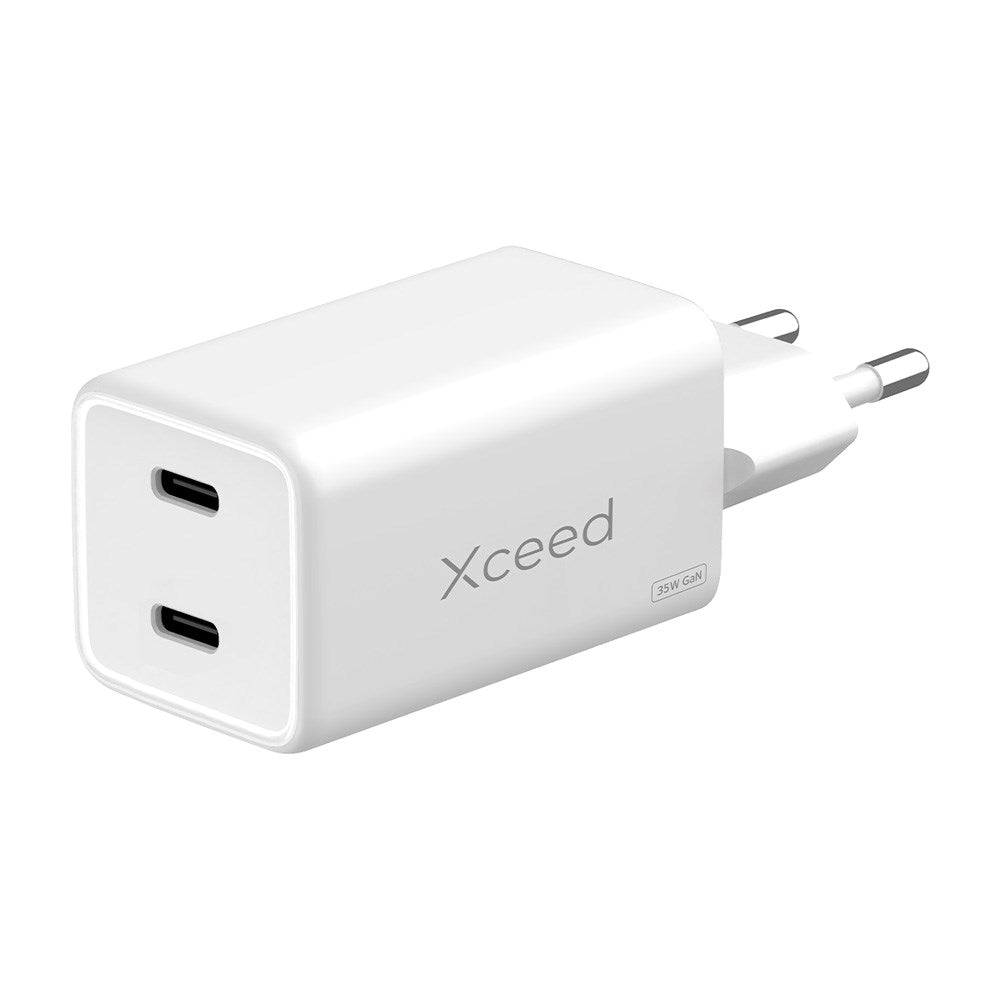 Xceed 35W GaN Vægoplader m. 2 x USB-C - Hvid
