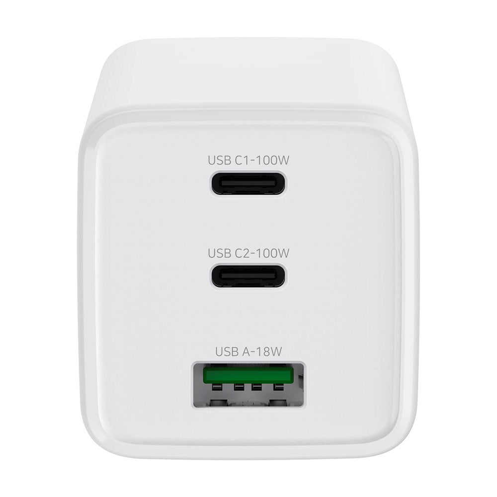 Xceed 100W GaN Vægoplader m. 2 x USB-C 1 x USB-A - Hvid