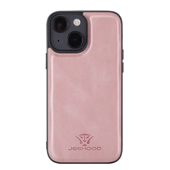 iPhone 13 Læderbetrukket Plastik Cover m. Pung - Pink