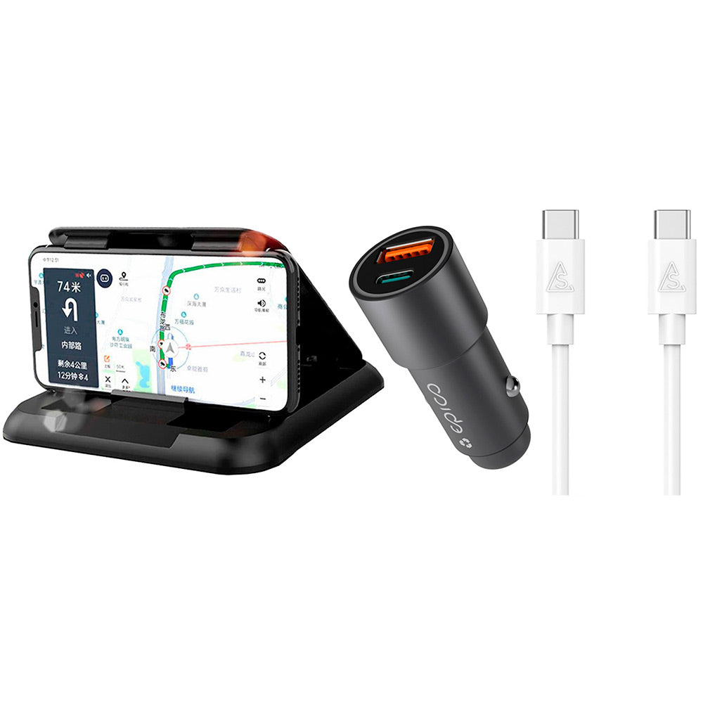 Kør-selv-ferie pakke 2 - inkl. Mobilholder / USB-C - USB-C Kabel / Biloplader