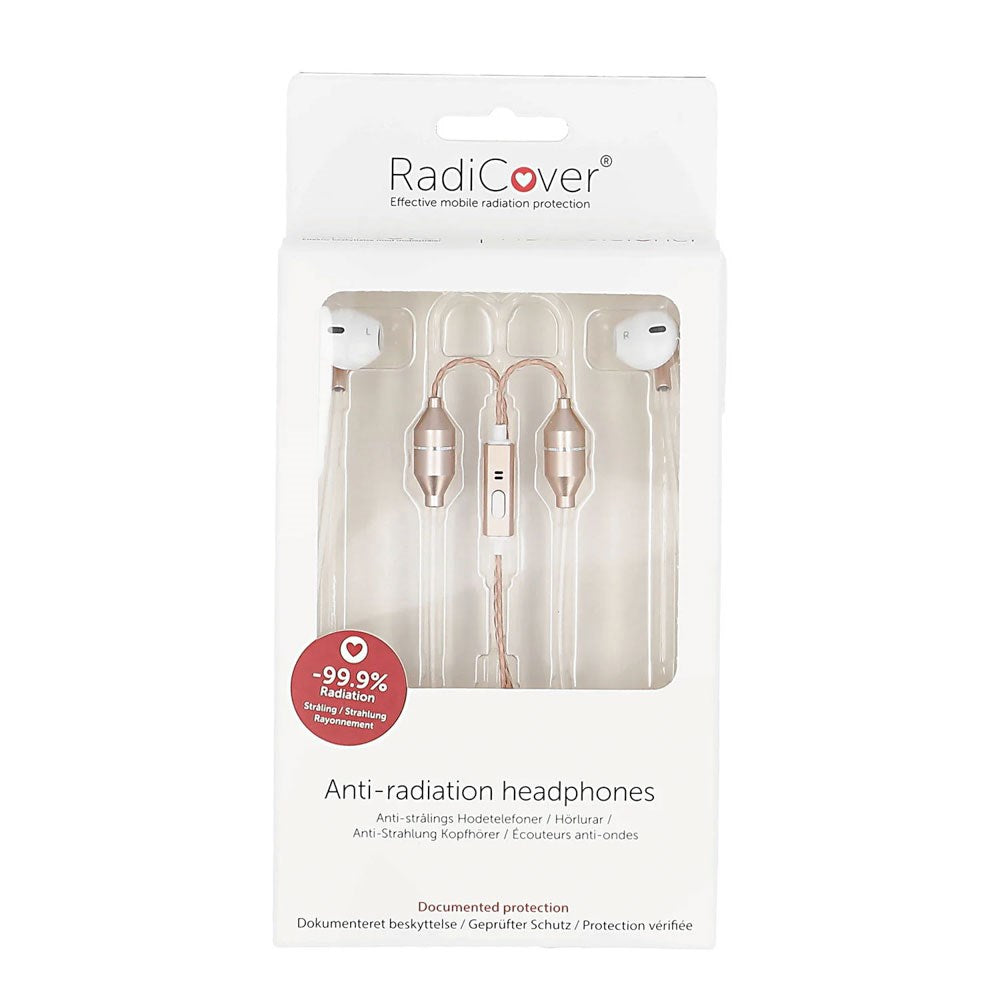 RadiCover Strålingsbeskyttet In-Ear Headset - Hvid / Rose Gold