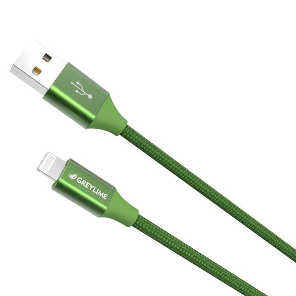 GreyLime Braided USB-A til Lightning Kabel 1 m. - Grøn