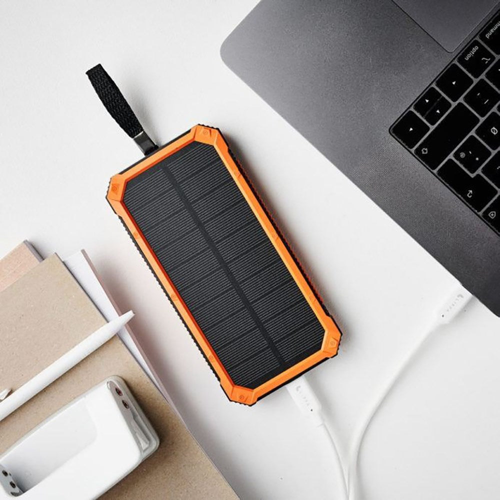 Lippa Solcelle PowerBank 10.000 mAh 10.5W 2 x USB-A - Sort / Orange