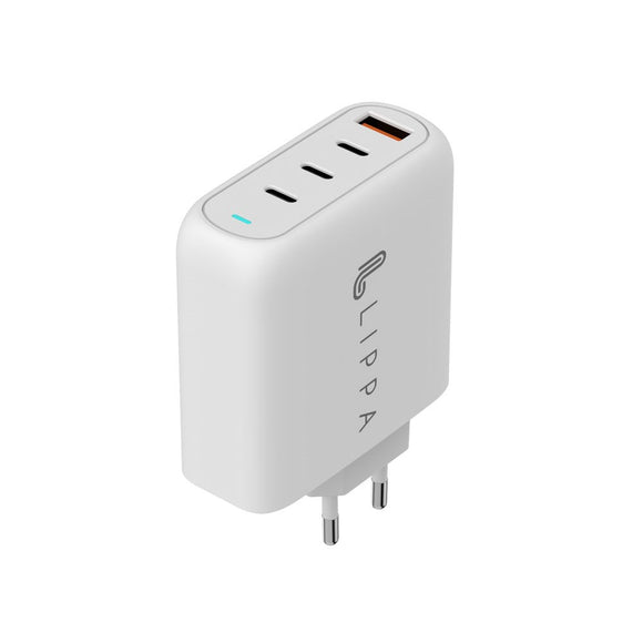 Lippa Vægoplader PD 100W GaN m. 3 x USB-C & 1 x USB-A - Hvid