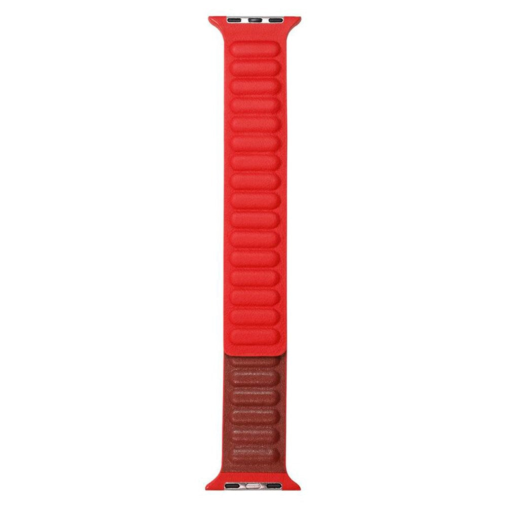 Apple Watch (42/44/SE/45/46/49mm) Lippa Magnetisk Læder Rem - Rød