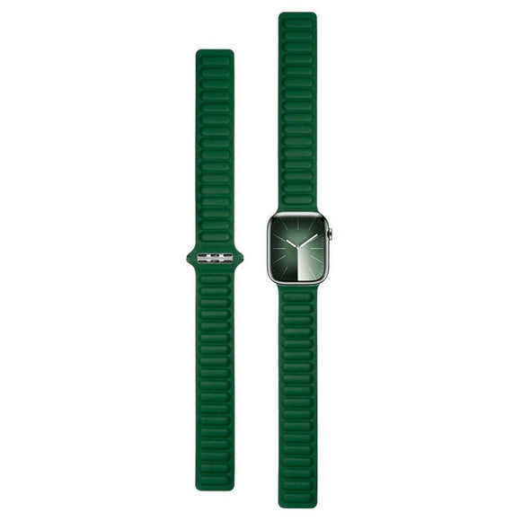 Apple Watch (42/44/SE/45/46/49mm) Lippa Magnetisk Læder Rem - Mørkegrøn