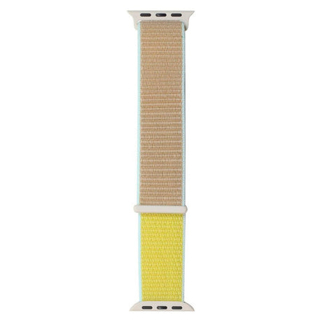 Apple Watch (42/44/SE/45/46/49mm) Lippa Nylon Rem - Gul m. Blå Kant