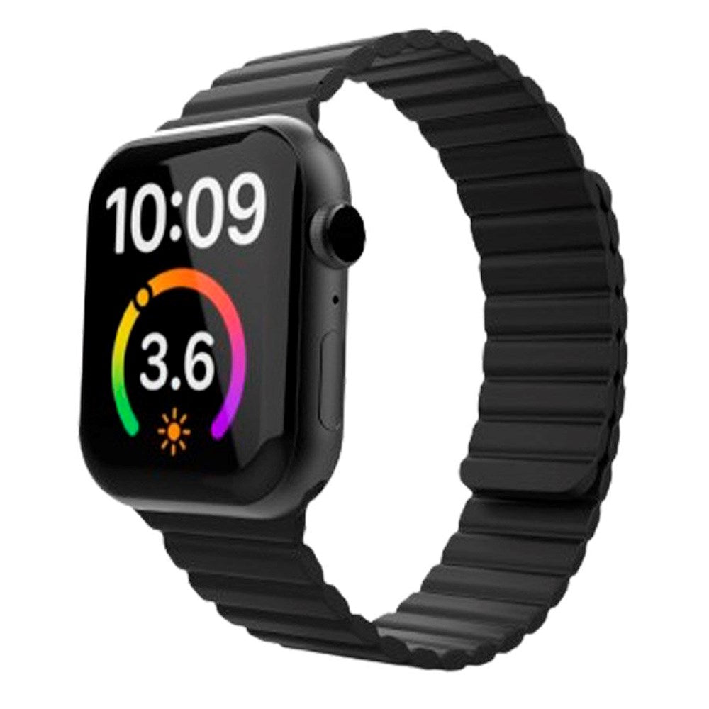 Apple Watch (42/44/SE/45/46/49mm) Lippa Magnetisk Silikone Rem - Sort