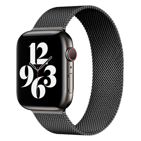 Apple Watch (42/44/SE/45/46/49mm) Lippa Magnetisk Rustfri Stål Rem - Sort