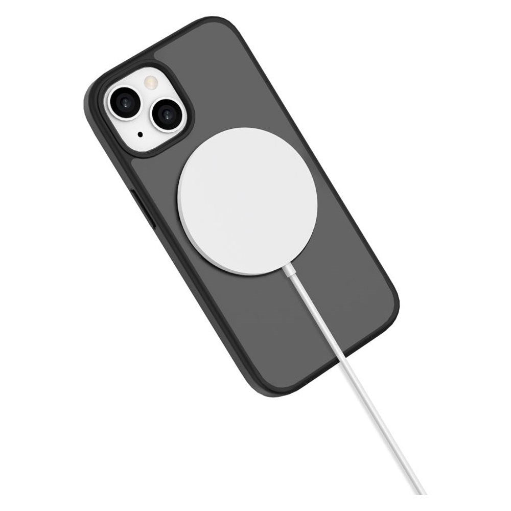 iPhone 15 Lippa Hybrid Plastik Cover m. 360 Roterende Kickstand - MagSafe Kompatibel - Mat / Sort