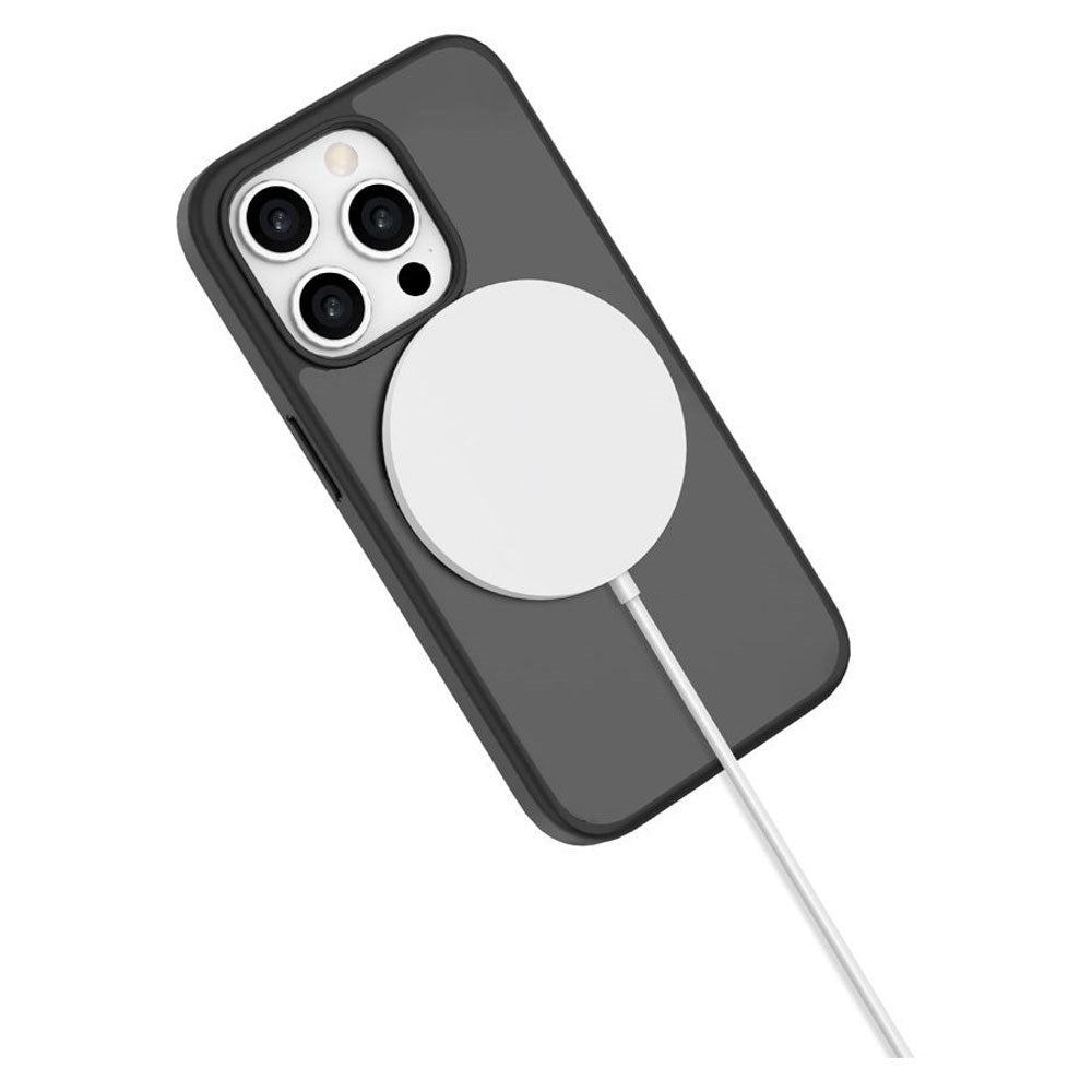 iPhone 15 Pro Lippa Hybrid Plastik Cover m. 360 Roterende Kickstand - MagSafe Kompatibel - Mat / Sort