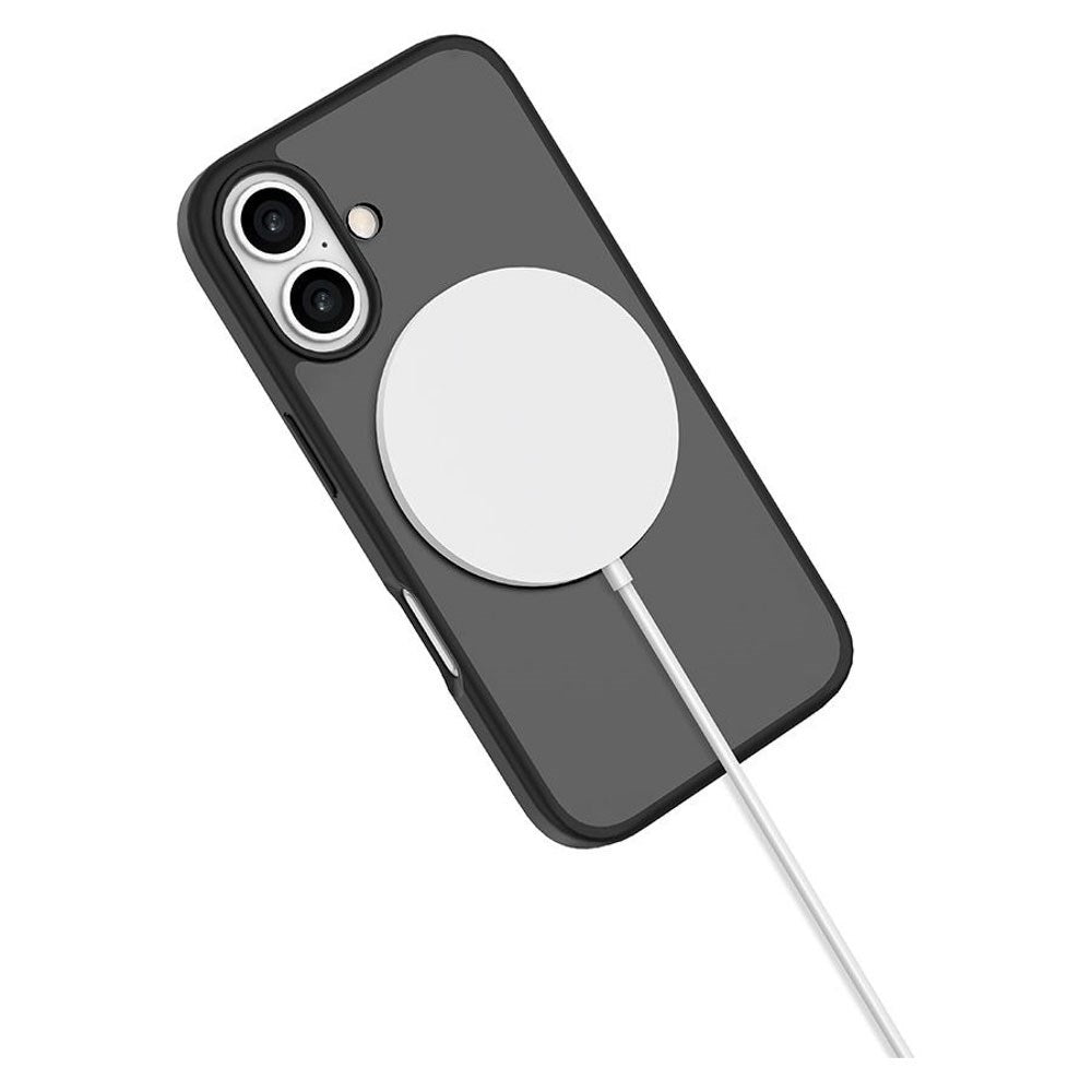 iPhone 16 Lippa Hybrid Plastik Cover m. 360 Roterende Kickstand - MagSafe Kompatibel - Mat / Sort
