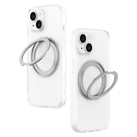 iPhone 15 Lippa Hybrid Plastik Cover m. 360 Roterende Kickstand - MagSafe Kompatibel - Gennemsigtig / Sølv