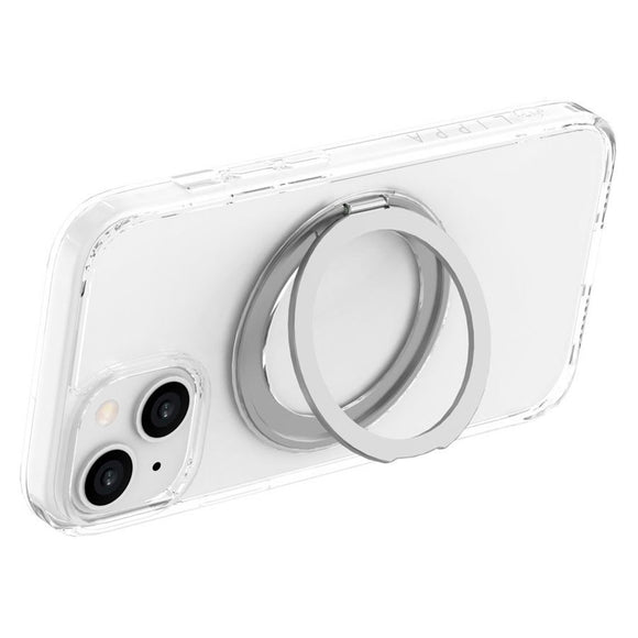iPhone 15 Lippa Hybrid Plastik Cover m. 360 Roterende Kickstand - MagSafe Kompatibel - Gennemsigtig / Sølv
