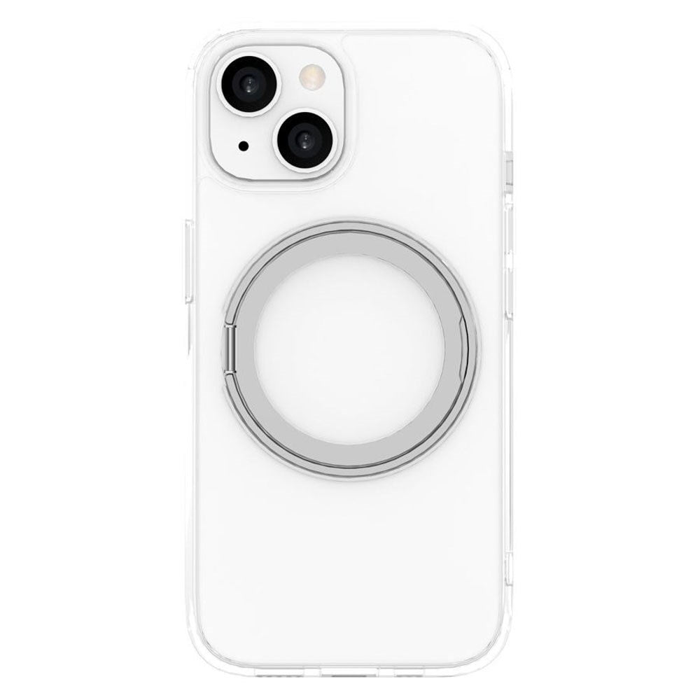 iPhone 15 Lippa Hybrid Plastik Cover m. 360 Roterende Kickstand - MagSafe Kompatibel - Gennemsigtig / Sølv