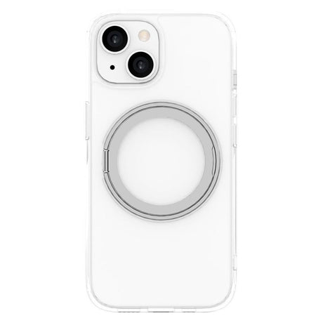 iPhone 15 Lippa Hybrid Plastik Cover m. 360 Roterende Kickstand - MagSafe Kompatibel - Gennemsigtig / Sølv