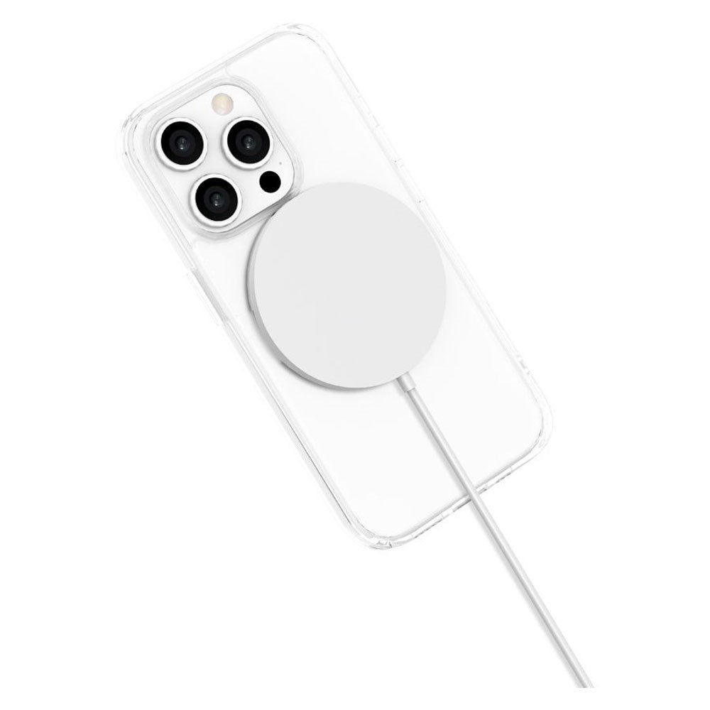 iPhone 15 Pro Lippa Hybrid Plastik Cover m. 360 Roterende Kickstand - MagSafe Kompatibel - Gennemsigtig / Sølv