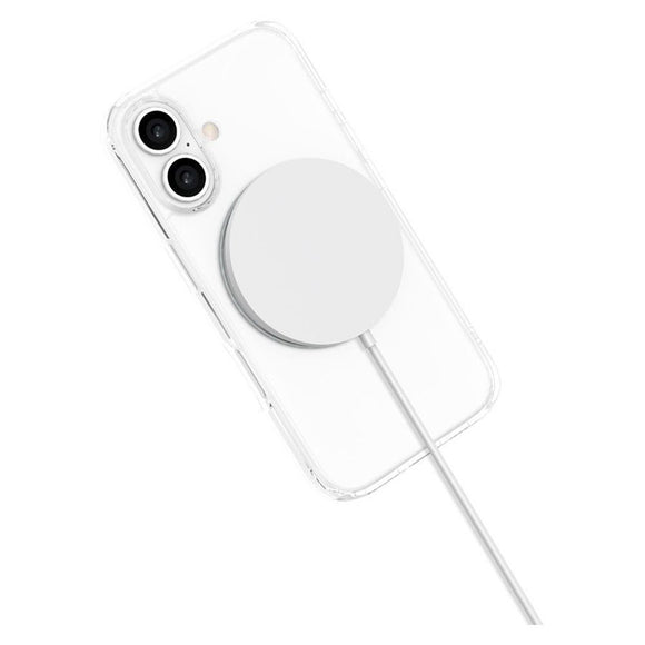 iPhone 16 Lippa Hybrid Plastik Cover m. 360 Roterende Kickstand - MagSafe Kompatibel - Gennemsigtig / Sølv