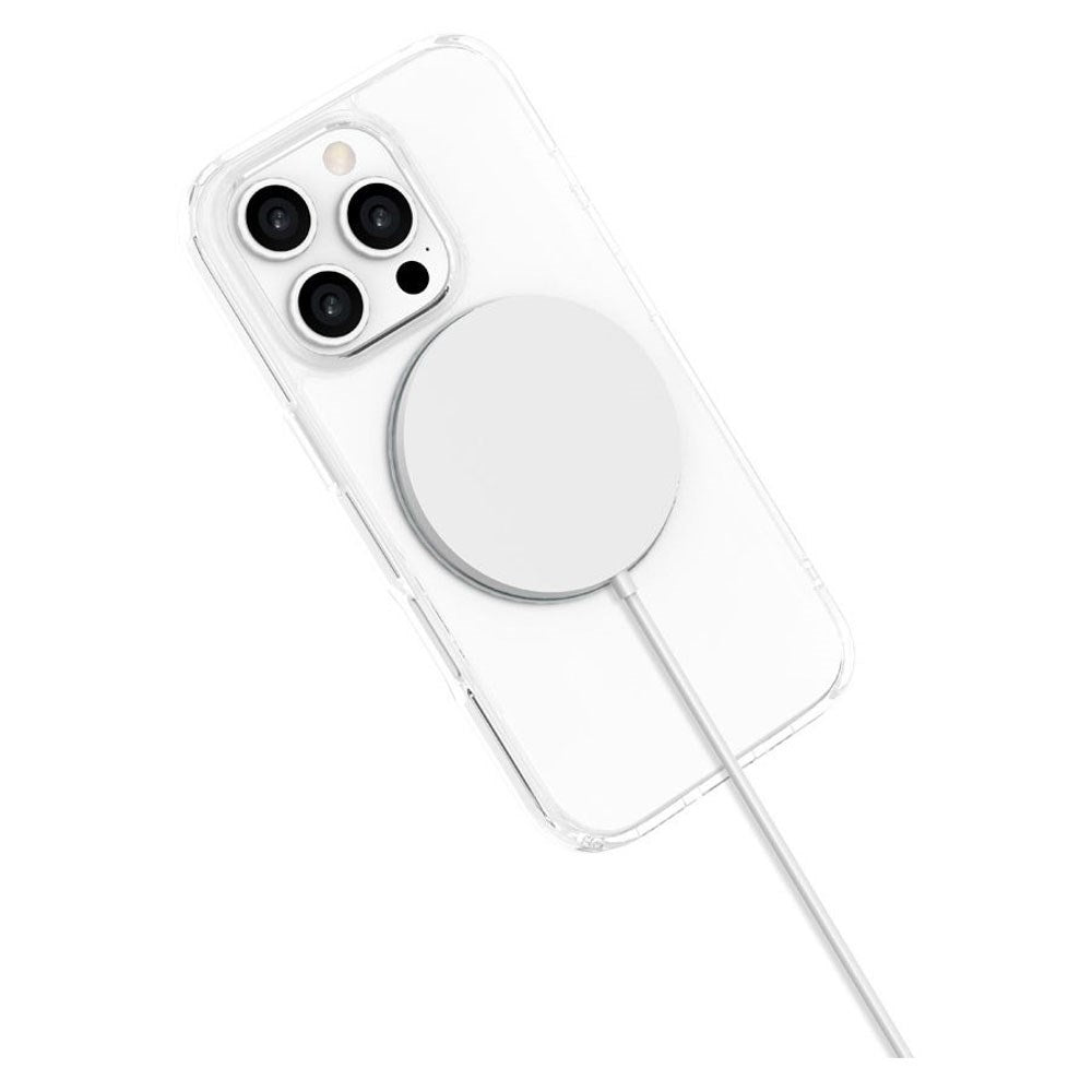 iPhone 16 Pro Lippa Hybrid Plastik Cover m. 360 Roterende Kickstand - MagSafe Kompatibel - Gennemsigtig / Sølv