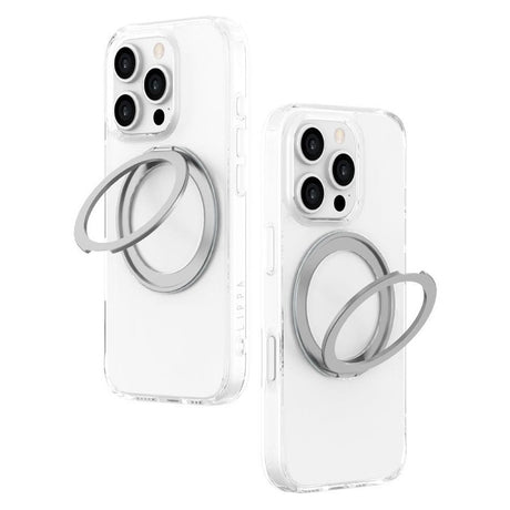 iPhone 16 Pro Lippa Hybrid Plastik Cover m. 360 Roterende Kickstand - MagSafe Kompatibel - Gennemsigtig / Sølv