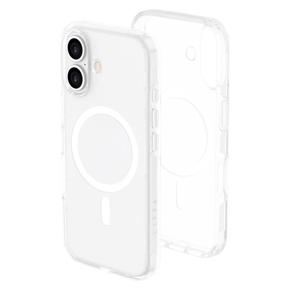 iPhone 16 Lippa Hybrid Plastik Cover - MagSafe Kompatibel - Gennemsigtig / Hvid