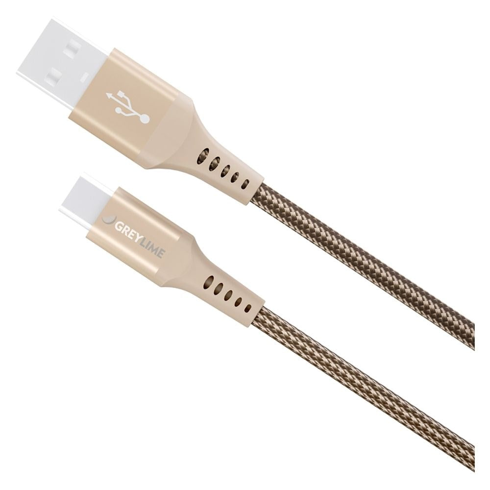 GreyLime 15W Braided USB-A til USB-C Kabel 50 cm. - Beige