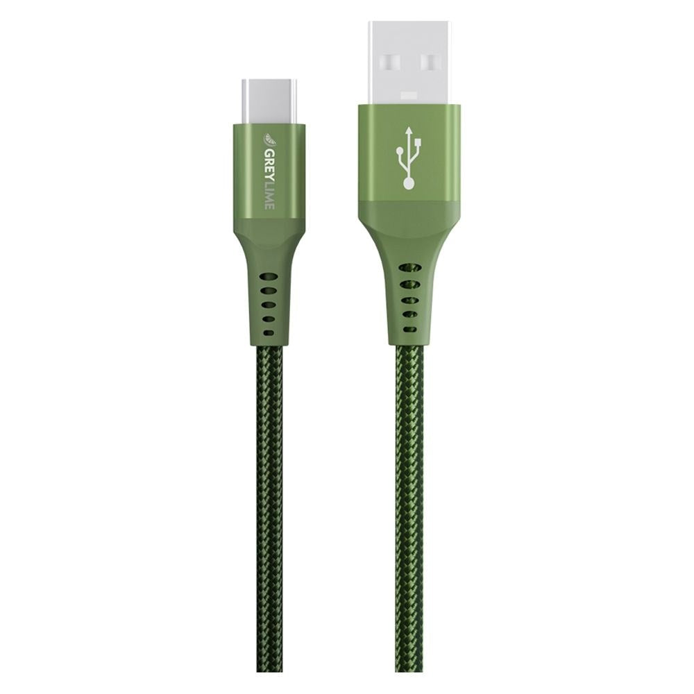 GreyLime 15W Braided USB-A til USB-C Kabel 50 cm. - Grøn