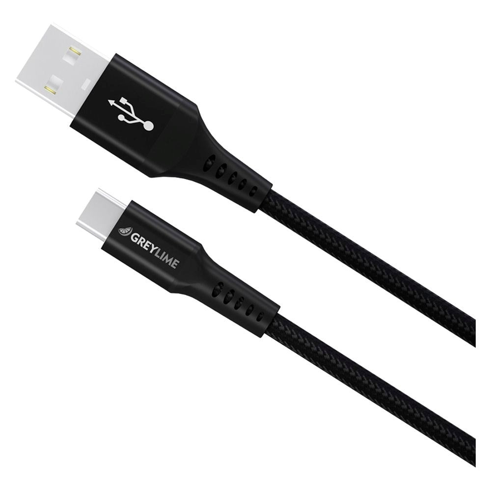 GreyLime 15W Braided USB-A til USB-C Kabel 50 cm. - Sort