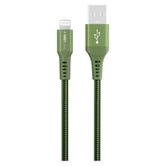 GreyLime 12W Braided USB-A til Lightning Kabel 3 m. - Grøn