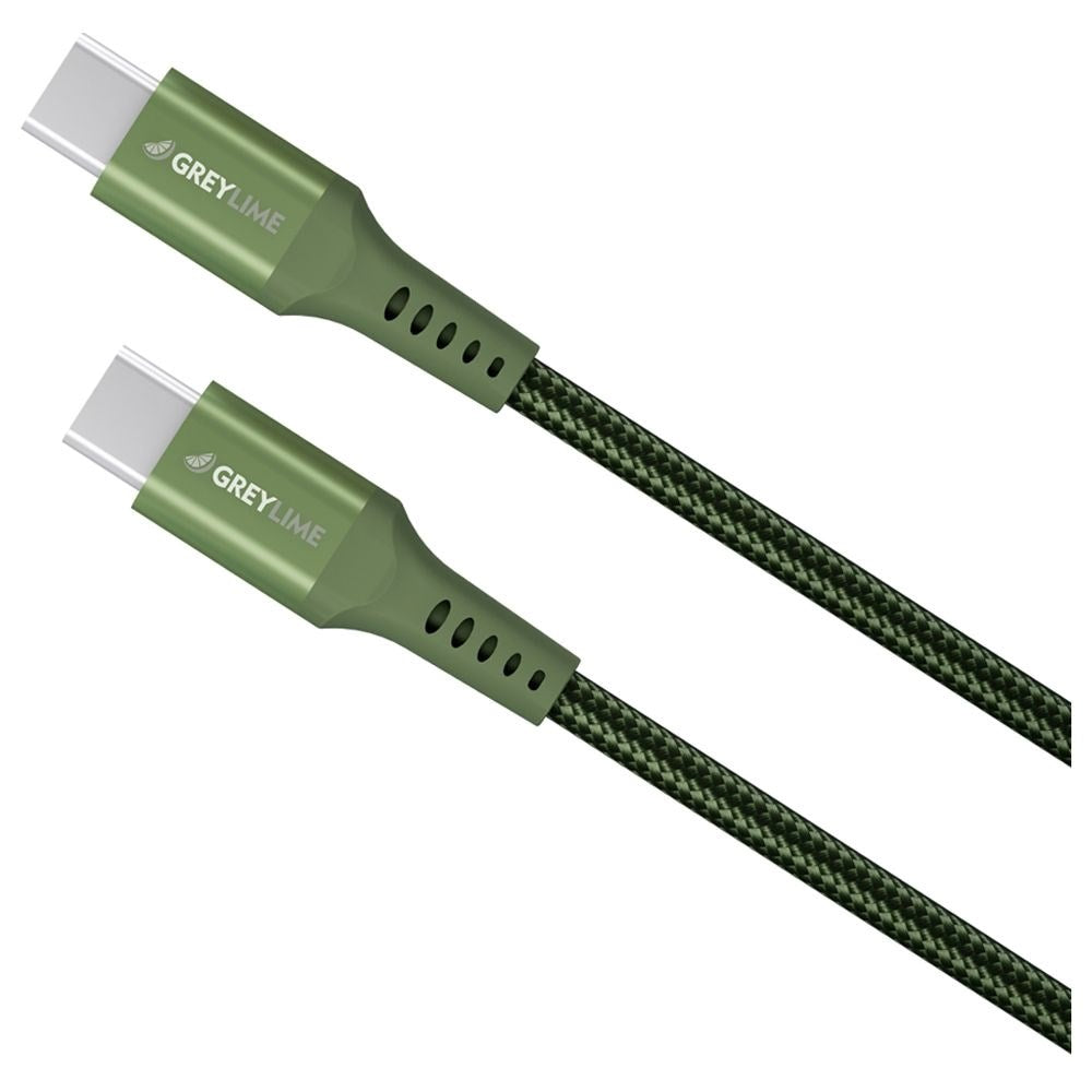 GreyLime 60W Braided USB-C til USB-C Kabel 3 m. - Grøn