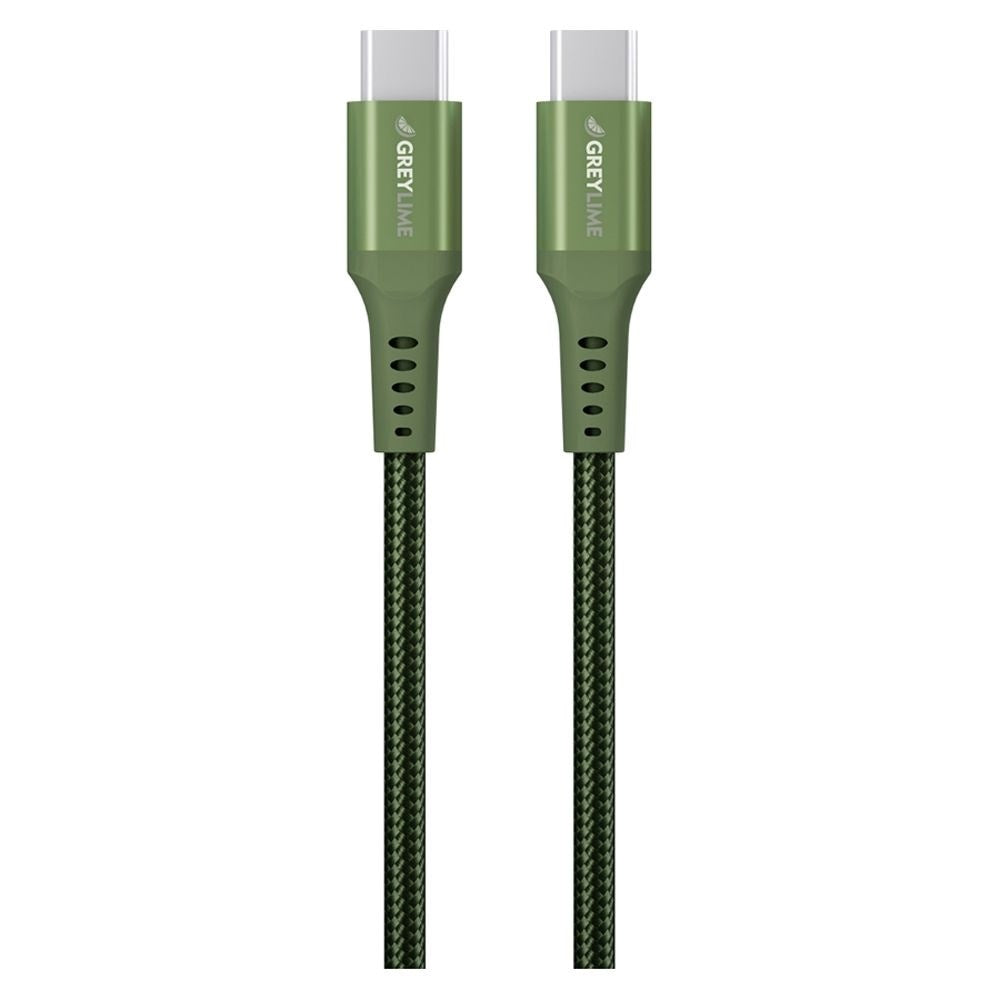 GreyLime 60W Braided USB-C til USB-C Kabel 3 m. - Grøn