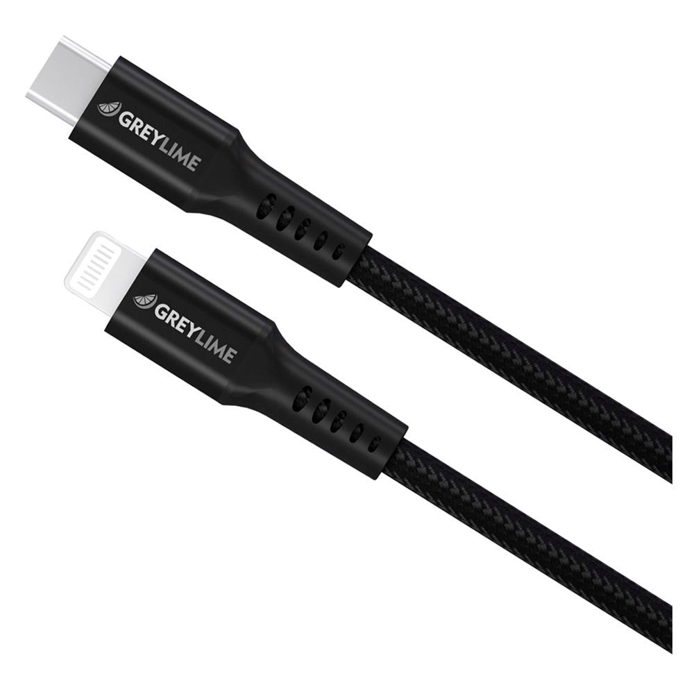 GreyLime 18W Braided USB-C til Lightning Kabel 50 cm. - Sort