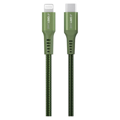 GreyLime 18W Braided USB-C til Lightning Kabel 3 m. - Grøn