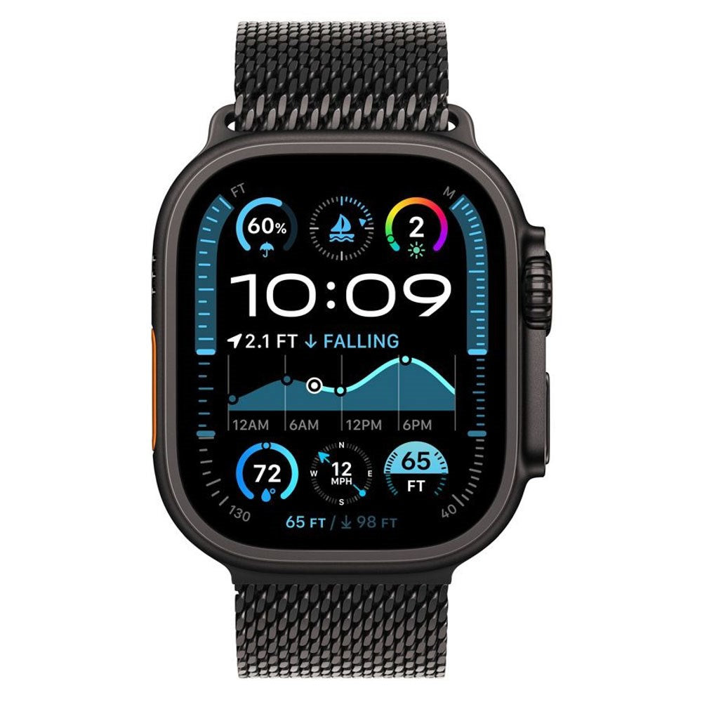 Apple Watch (42/44/SE/45/46/49mm) Lippa Rustfri Stål Rem m. Lås - Sort