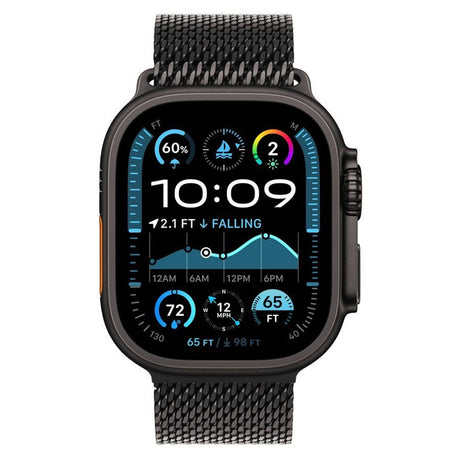 Apple Watch (42/44/SE/45/46/49mm) Lippa Rustfri Stål Rem m. Lås - Sort