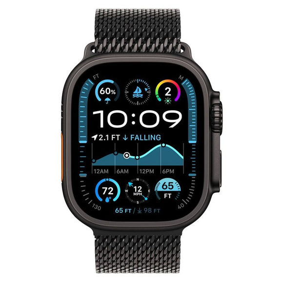 Apple Watch (42/44/SE/45/46/49mm) Lippa Rustfri Stål Rem m. Lås - Sort