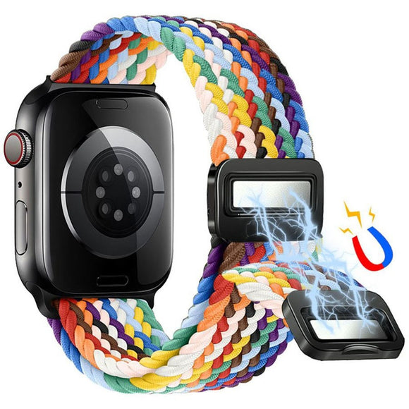 Apple Watch (38/40/SE/41/42mm) Lippa Nylon Rem m. Magnetlås - Multifarvet