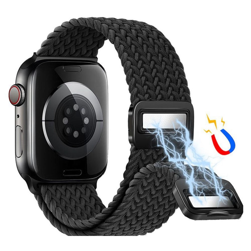 Apple Watch (38/40/SE/41/42mm) Lippa Nylon Rem m. Magnetlås - Sort