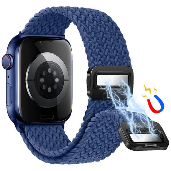 Apple Watch (38/40/SE/41/42mm) Lippa Nylon Rem m. Magnetlås - Blå