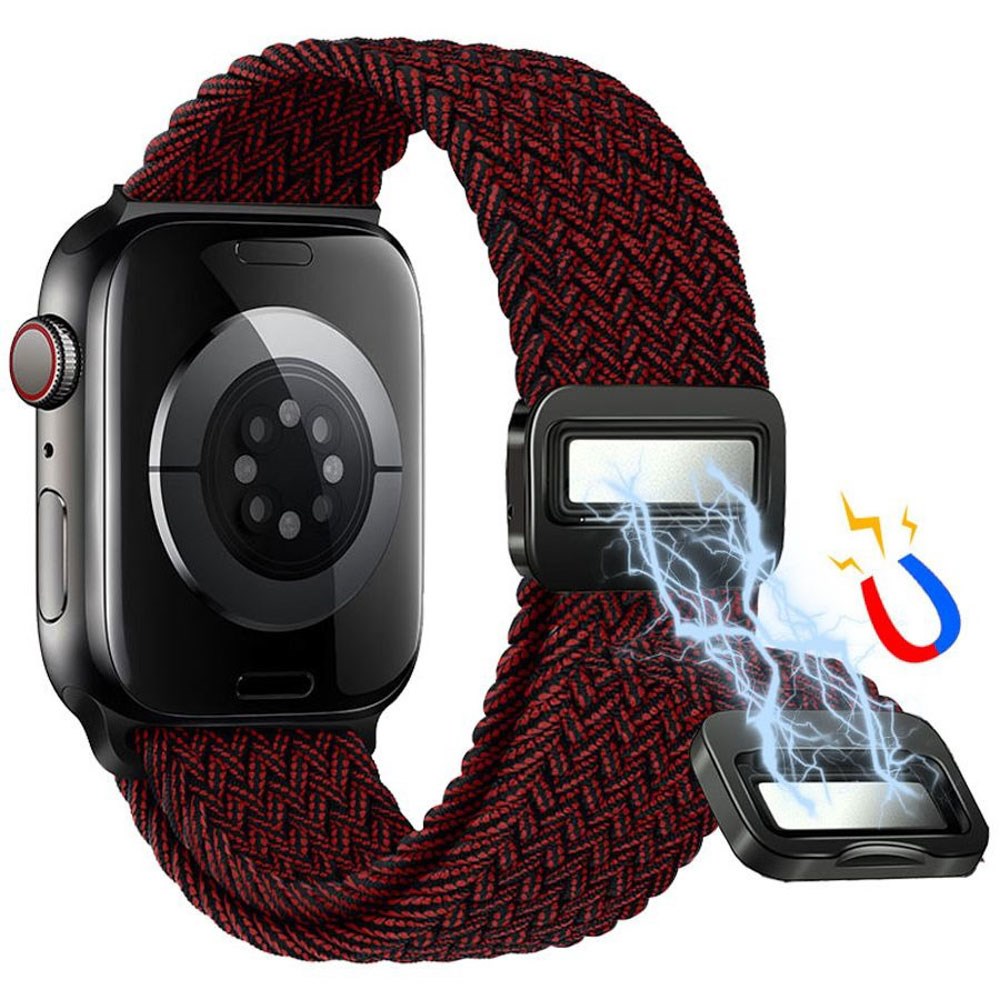 Apple Watch (38/40/SE/41/42mm) Lippa Nylon Rem m. Magnetlås - Rød