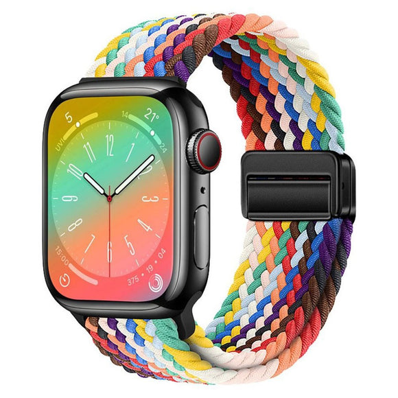 Apple Watch (42/44/SE/45/46/49mm) Lippa Nylon Rem m. Magnetlås - Multifarvet