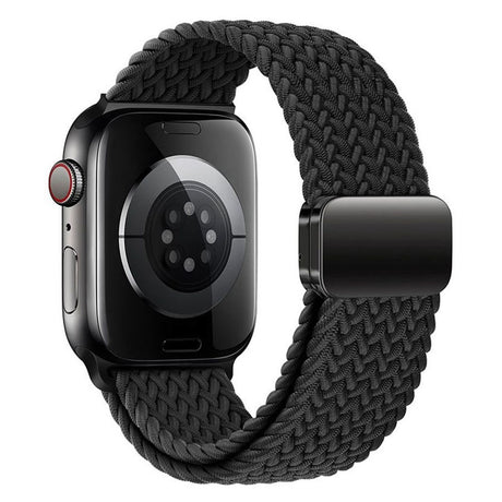 Apple Watch (42/44/SE/45/46/49mm) Lippa Nylon Rem m. Magnetlås - Sort
