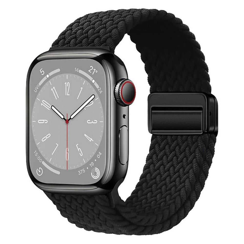 Apple Watch (42/44/SE/45/46/49mm) Lippa Nylon Rem m. Magnetlås - Sort