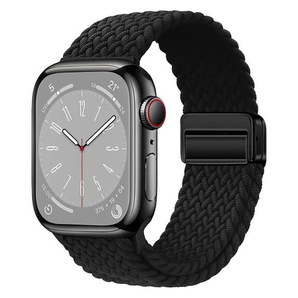 Apple Watch (42/44/SE/45/46/49mm) Lippa Nylon Rem m. Magnetlås - Sort