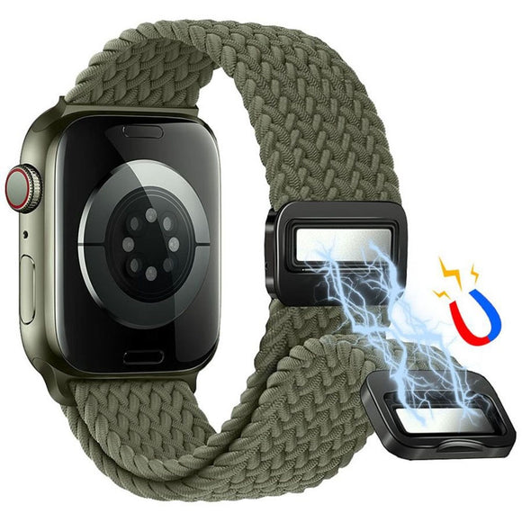 Apple Watch (42/44/SE/45/46/49mm) Lippa Nylon Rem m. Magnetlås - Grøn