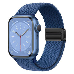 Apple Watch (42/44/SE/45/46/49mm) Lippa Nylon Rem m. Magnetlås - Blå