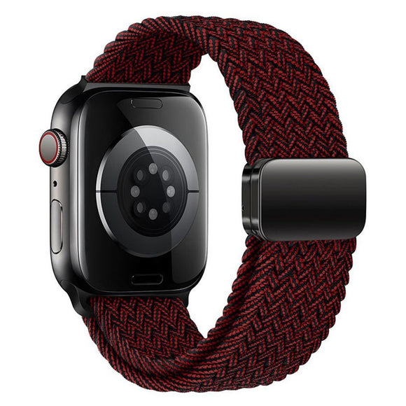 Apple Watch (42/44/SE/45/46/49mm) Lippa Nylon Rem m. Magnetlås - Rød