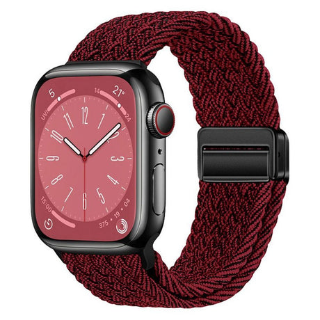 Apple Watch (42/44/SE/45/46/49mm) Lippa Nylon Rem m. Magnetlås - Rød