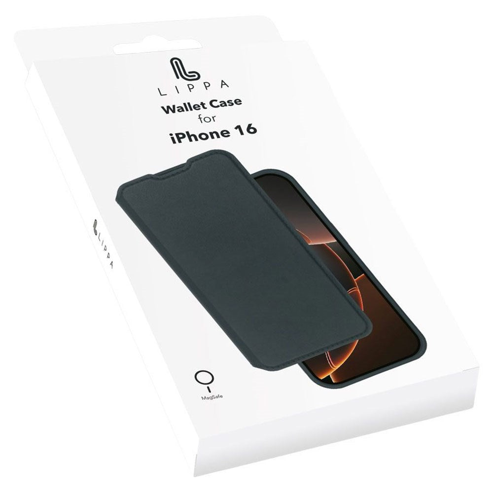 iPhone 16 Lippa 2-i-1 Wallet Flip Cover - Sort