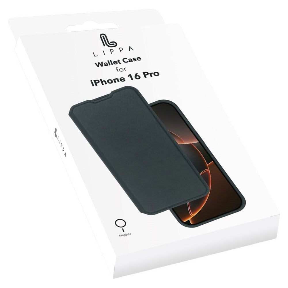 iPhone 16 Pro Lippa 2-i-1 Wallet Flip Cover - Sort